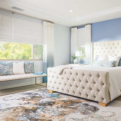 Custom drapery in a bedroom